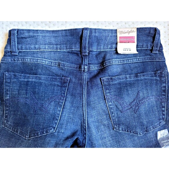 NWT Wrangler Womens Straight Leg Dark Stretch Denim Dark Wash 3/4x32, 1009MWTDS - Picture 3 of 7